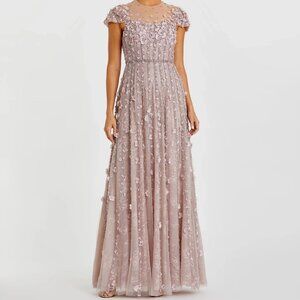 Mac Duggal Pink Embellished Lace Illusion Neck A-Line Gown, Size 14, Style #1186